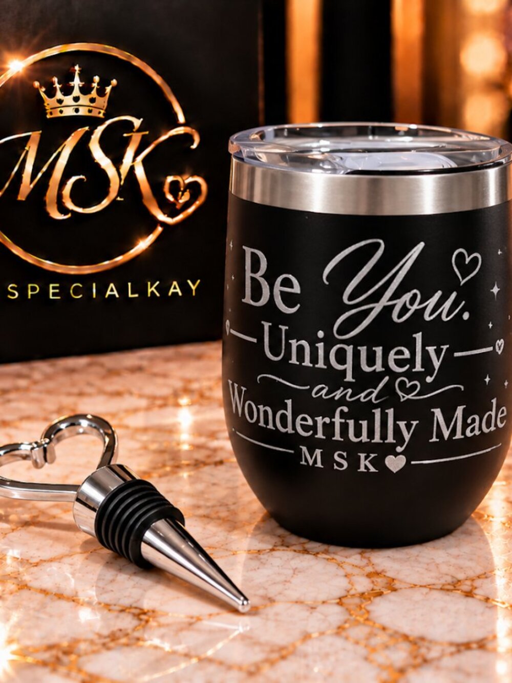 MSK Be You Tumbler & Heart Bottle Stopper Set